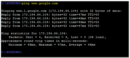 command prompt PING window